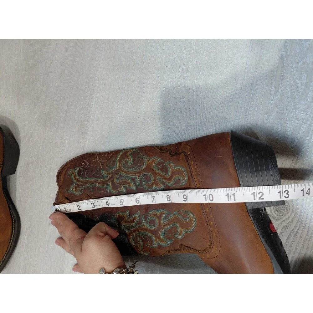 Justin Women's Stampede Cowboy Boots L2552 Brown embroidered Leather sz 7.5B